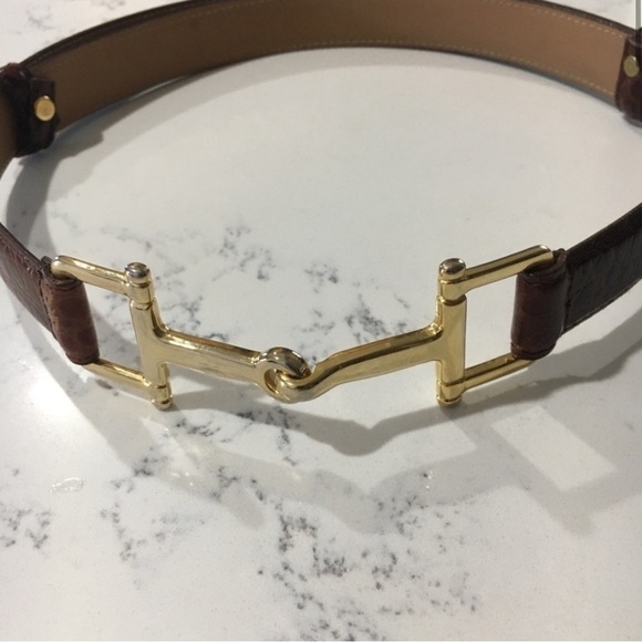 Italian Embossed croco brown, gold belt size:S/M - Picture 4 of 16